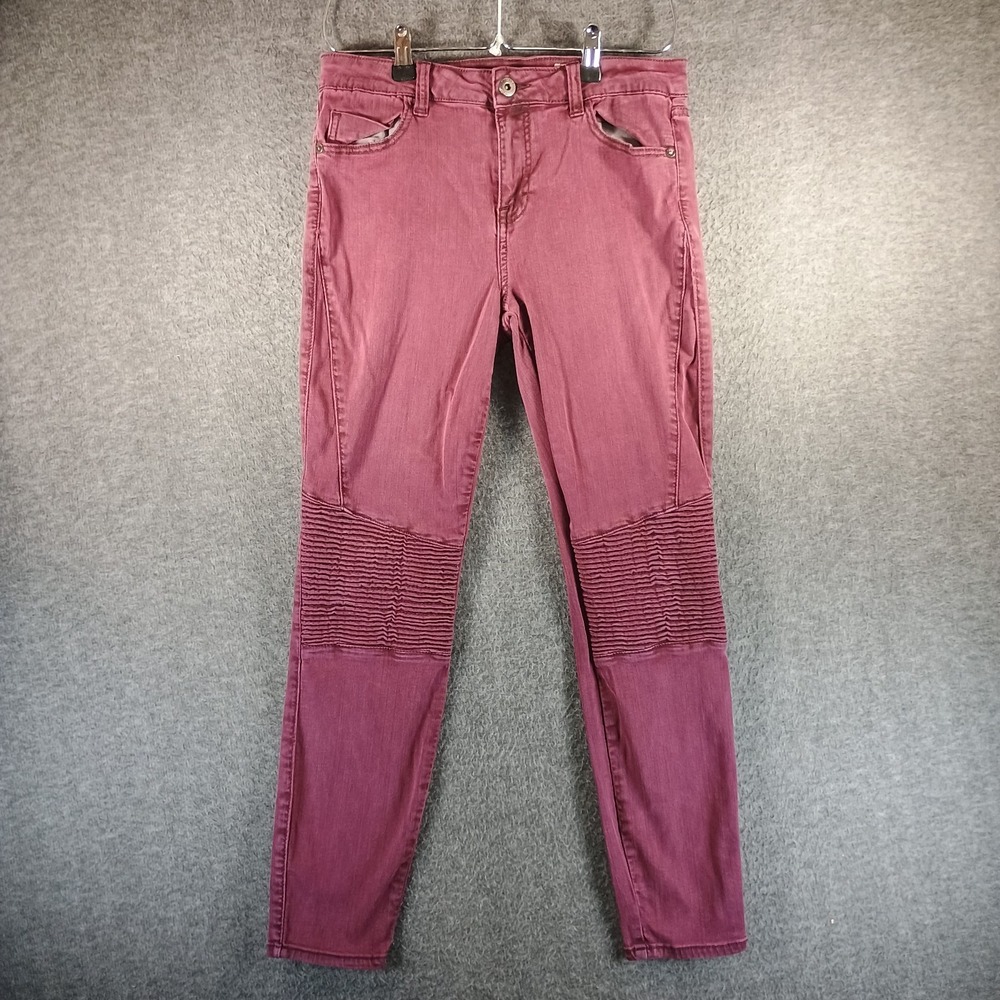 Pistola Jeans Women 30 Moto Biker‎ Deep Pink Skinny Unique Fun Colorful Quirky